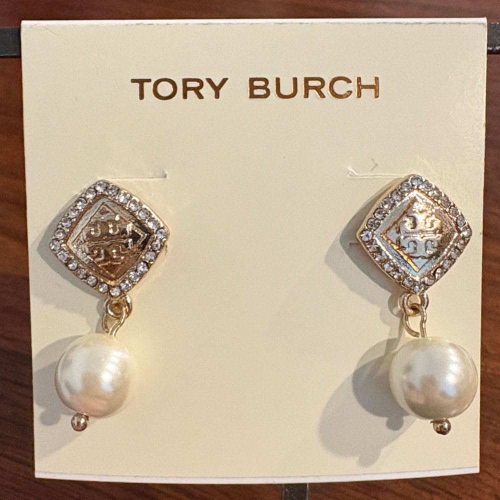 NWT Tory Burch Gold and Pearl Drop Earrings.  Brand new.